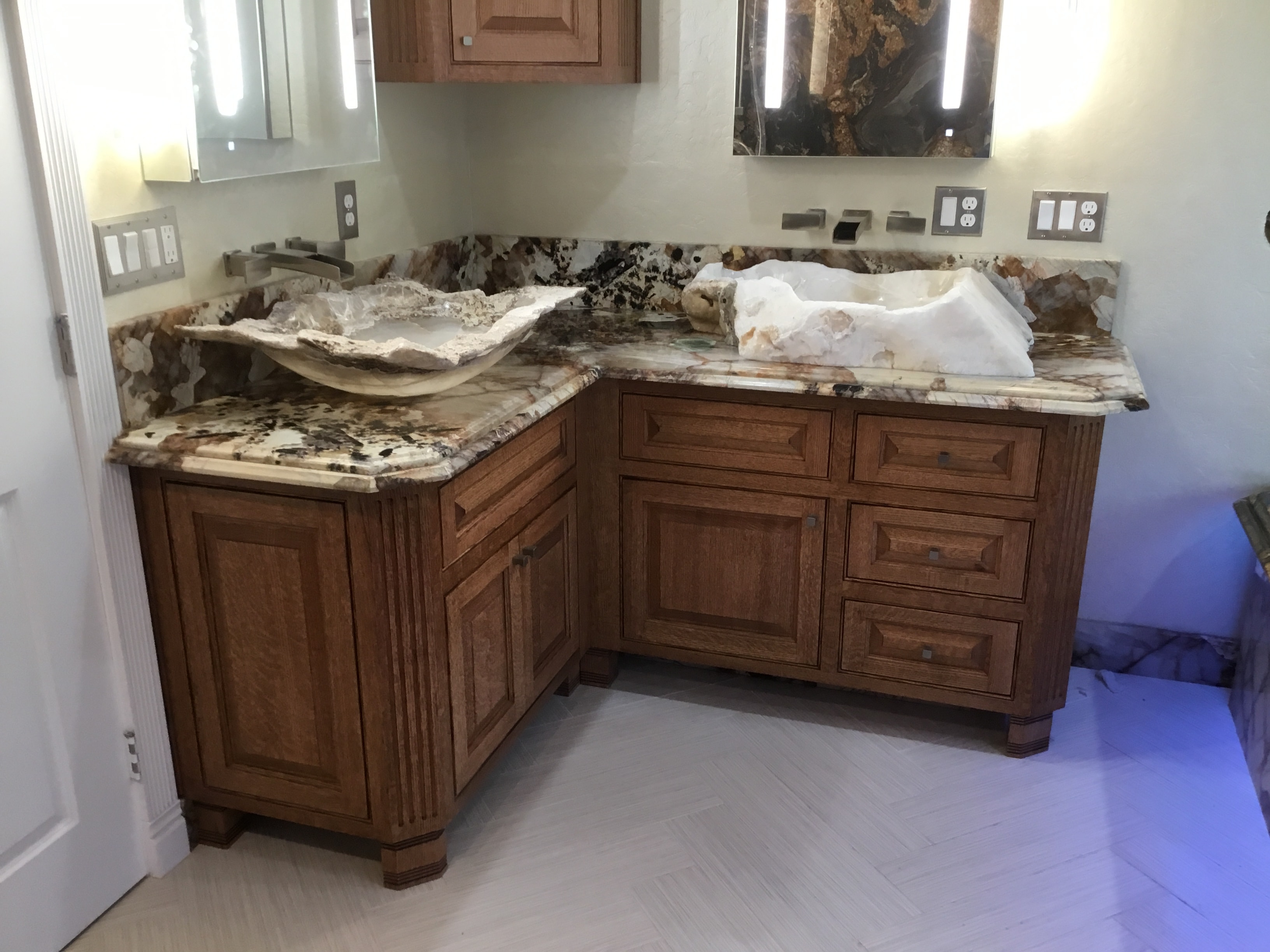 Bathroom vanity with marble countertop display — HCIC